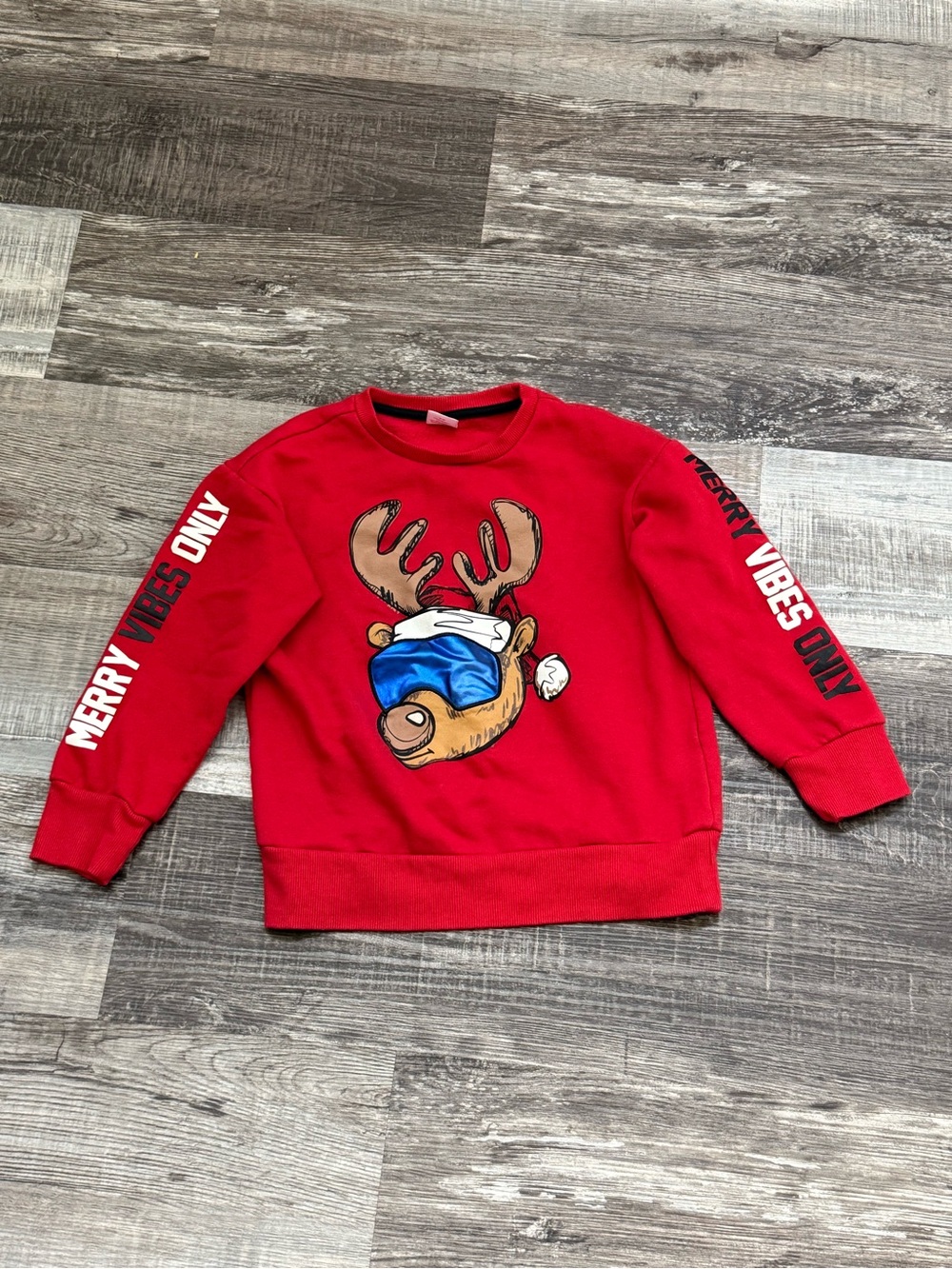 Holiday Time Red Kids Sweatshirt with Reindeer Antler Graphic